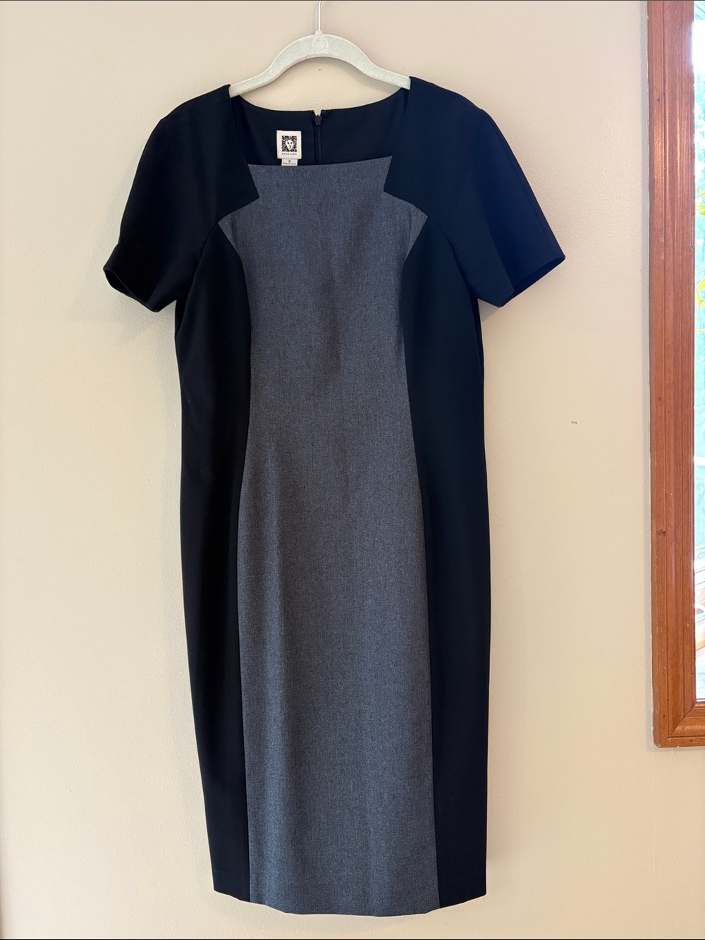 NWOT Anne Klein Size 8 Black Gray Colorblock Sheath Dress Career Work